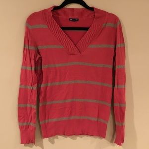 Gap pink sweater with gray stripes